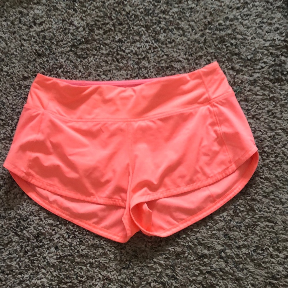 neon lululemon speed up shorts